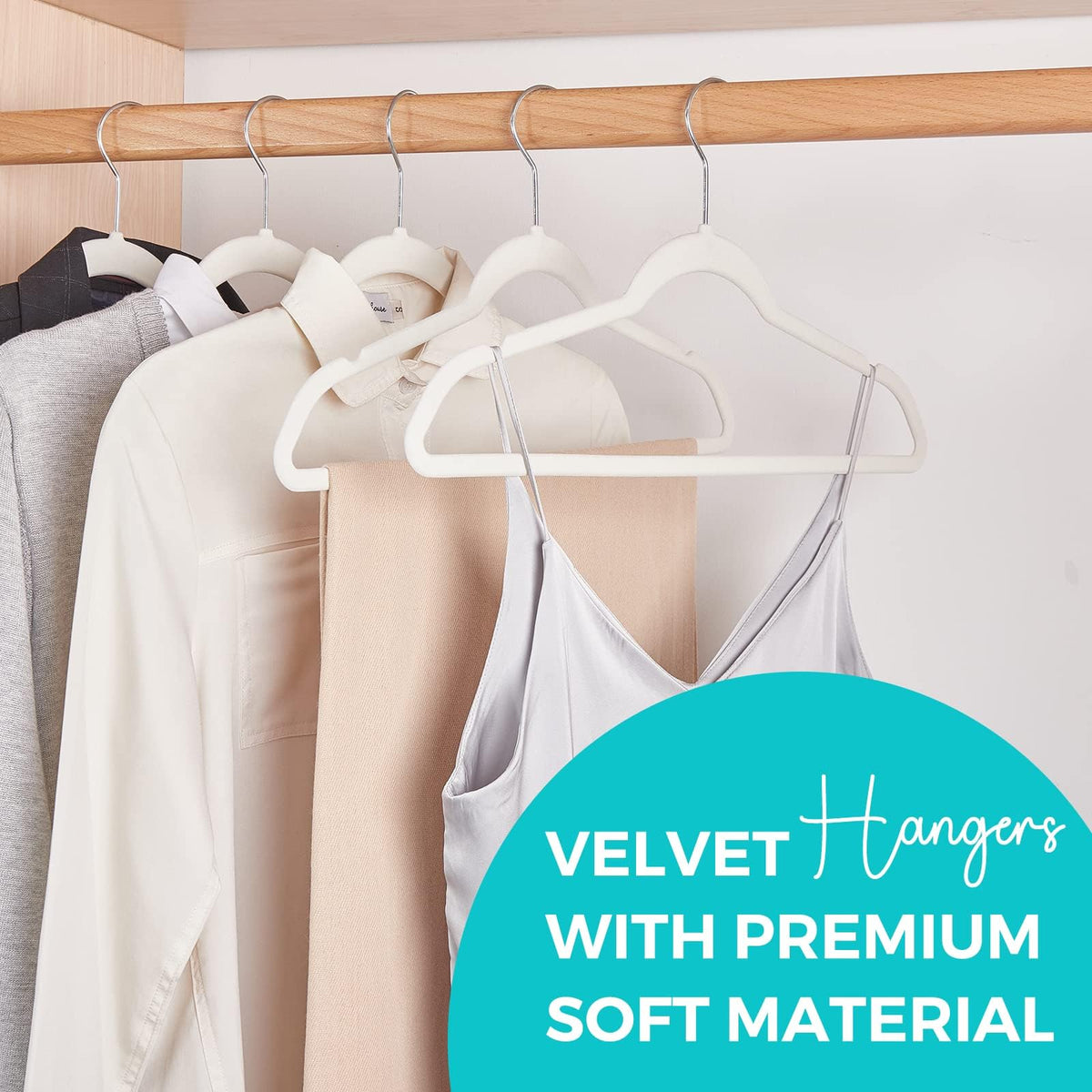 HOUSE DAY velvet hanger with 360-degree swivel hook for easy rehangs