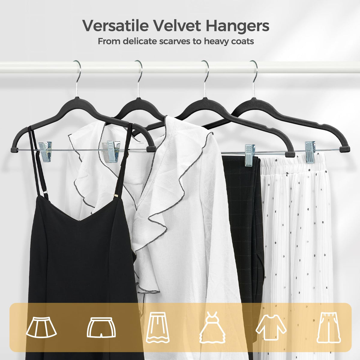 HOUSE DAY Velvet hangers 360 degree swivel hook for easy access from any angle