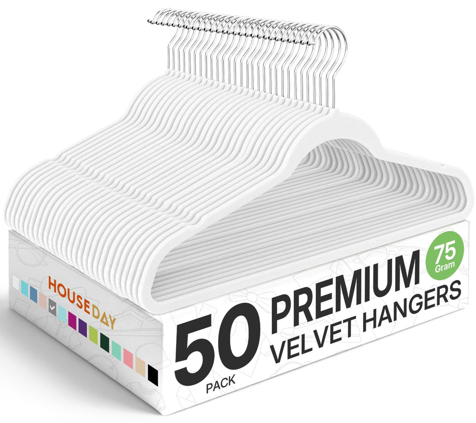 HOUSE DAY velvet hanger closeup showing soft velvet coating protects fabrics from snags