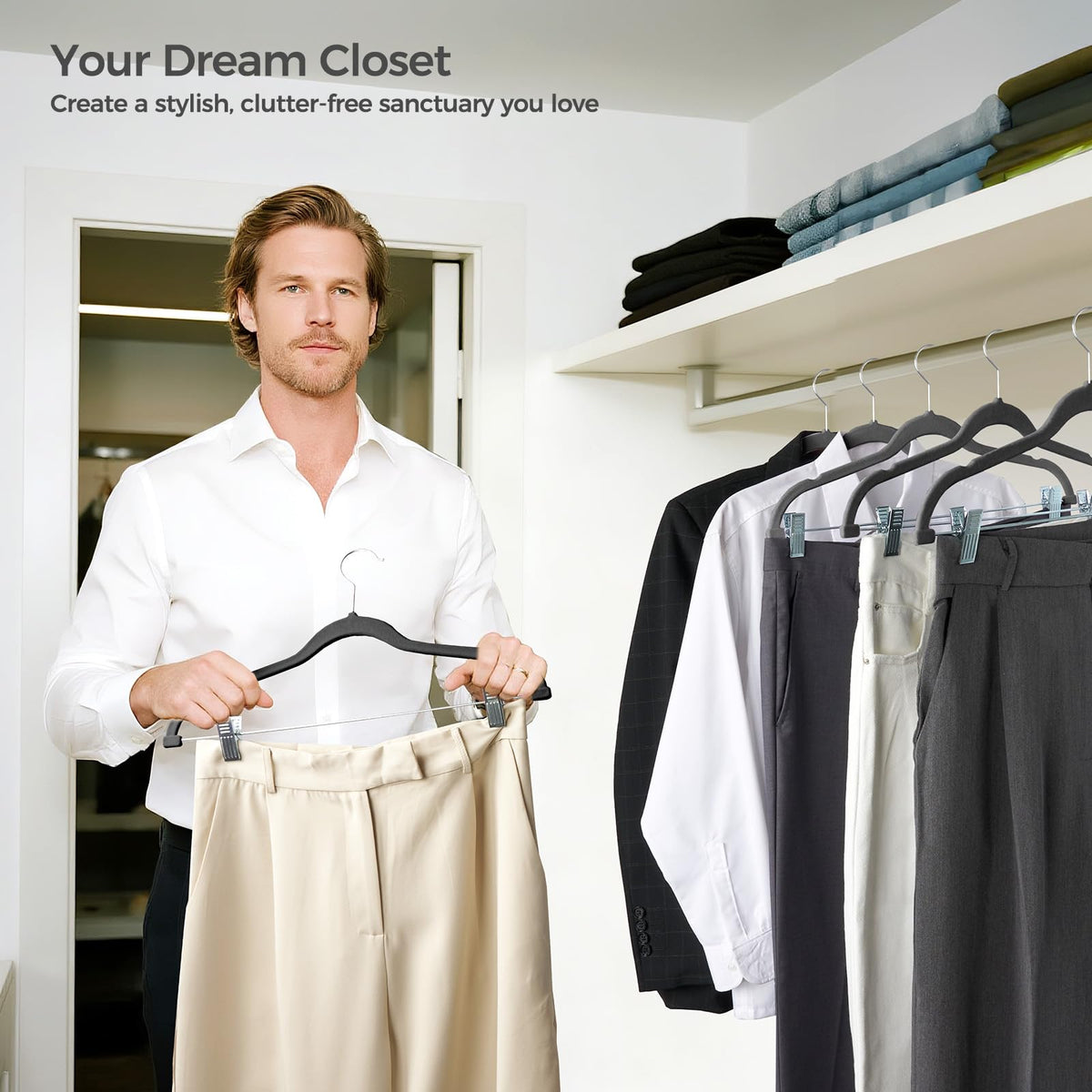 House Day closet-saver hanger helps maximize storage and minimize clutter.