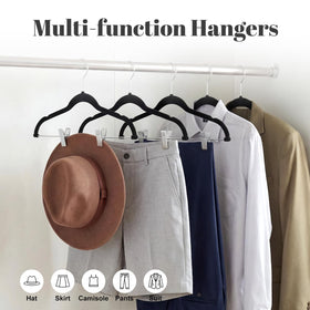House Day velvet hangers with rubber pads prevent marks on clothing.