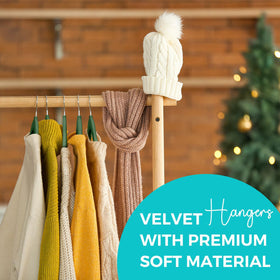 Close-up of soft velvet texture on a HOUSE DAY hanger.