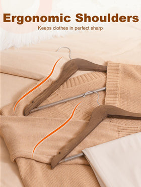 HOUSE DAY walnut wooden hangers 360-degree rotating hook for flexible closet arrangement
