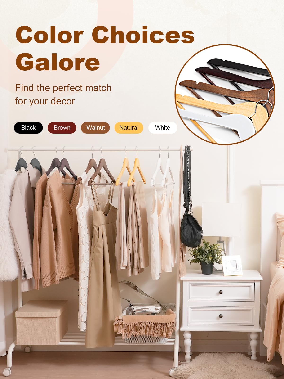 HOUSE DAY walnut wooden hangers bulk pack ideal for organized wardrobes