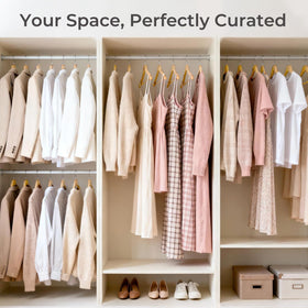 HOUSE DAY complete closet organizer system promotes a cohesive wardrobe