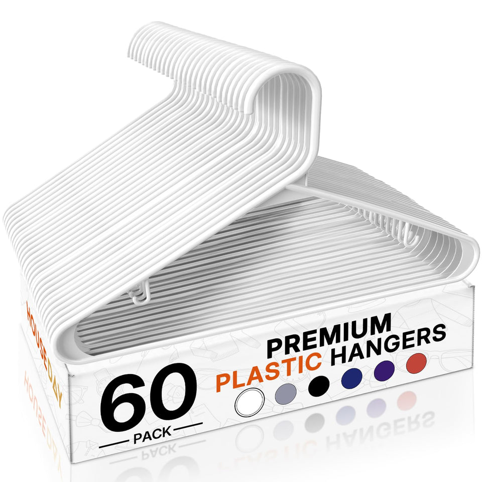 HOUSE DAY white plastic hangers 60-pack organized closet solution for a tidy wardrobe