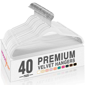House Day White Velvet Hangers 40 Pack show ultra-thin space-saving design for closets