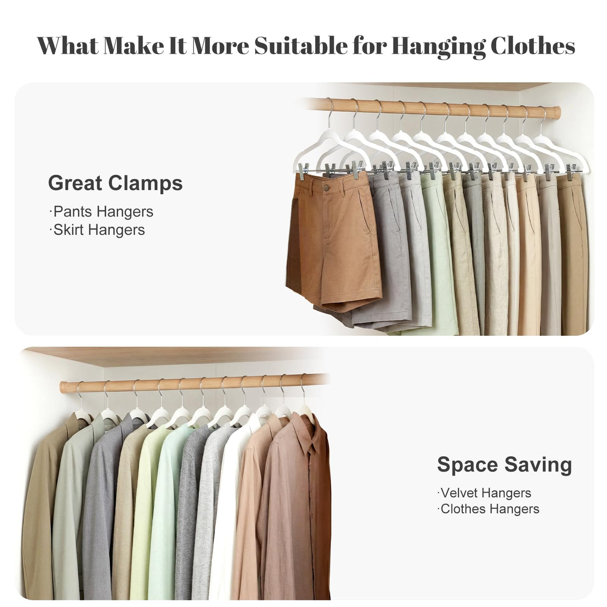 HOUSE DAY white velvet pant hanger with adjustable clips prevents marks.