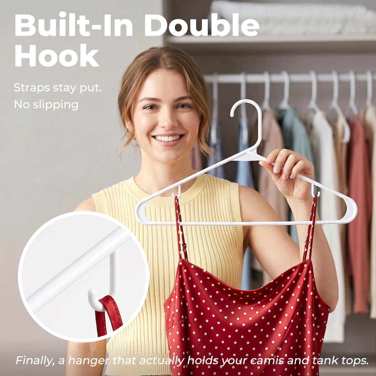 HOUSE DAY wide 16-1 inch hanger supports multiple garments without crowding