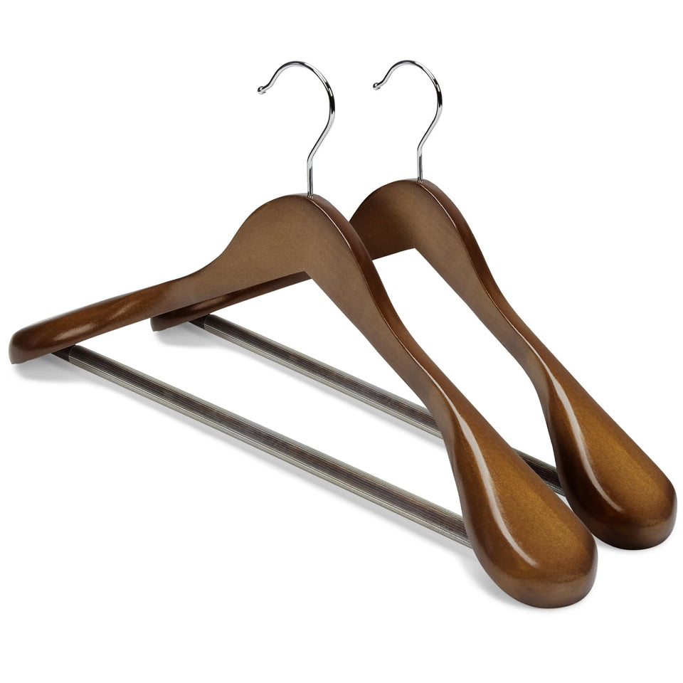 House Day wood suit hanger in lotus wood for strong, organized closet storage.