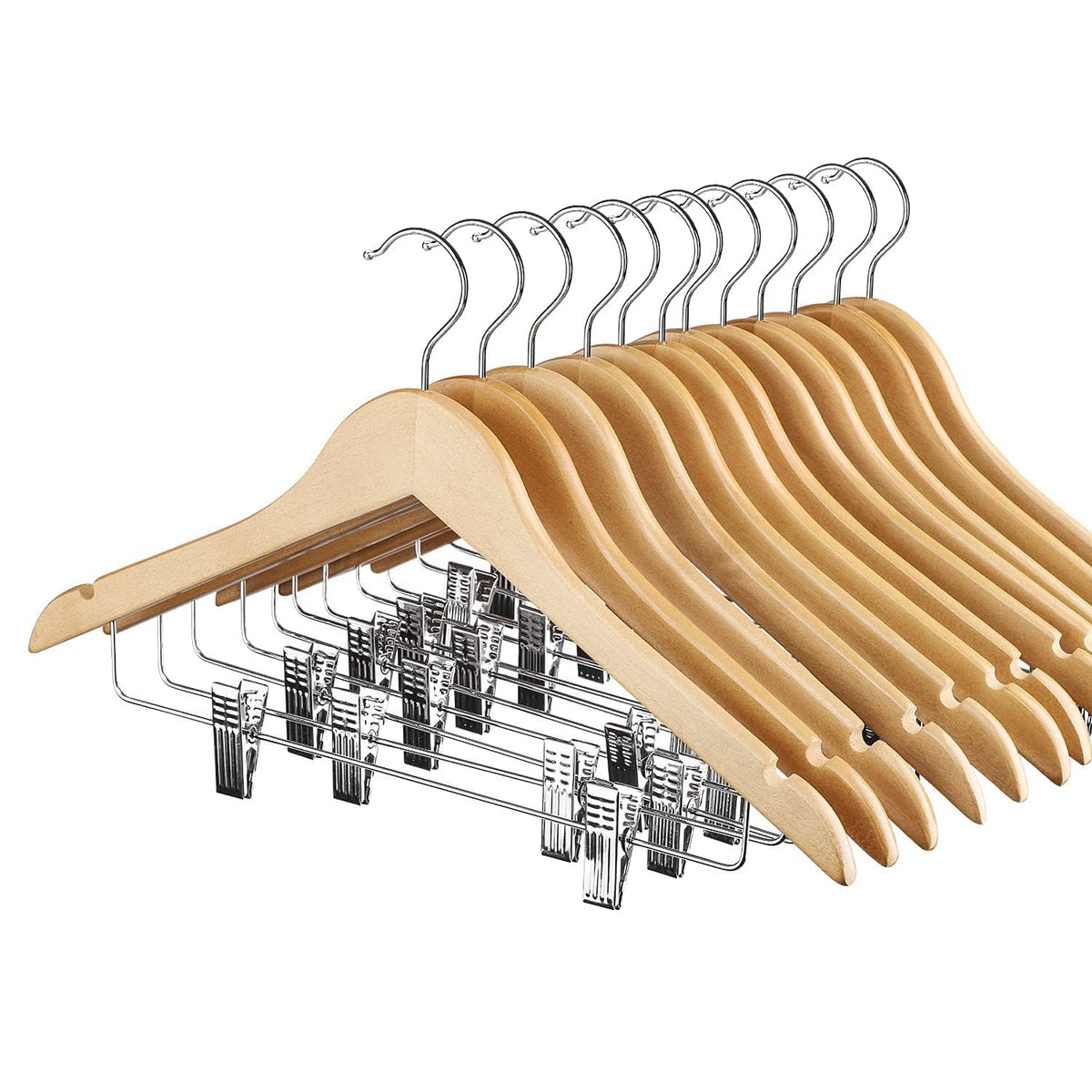 HOUSE DAY wooden hanger with 360-degree swivel hook for easy closet organization