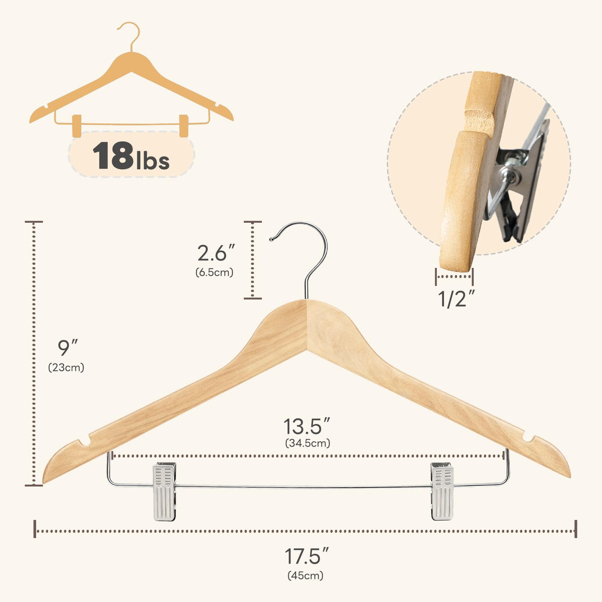 HOUSE DAY lotus wood hanger with contoured shoulders preserves garment shape