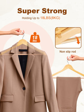 House Day wooden hangers with non-slip pant bar keeps trousers in place