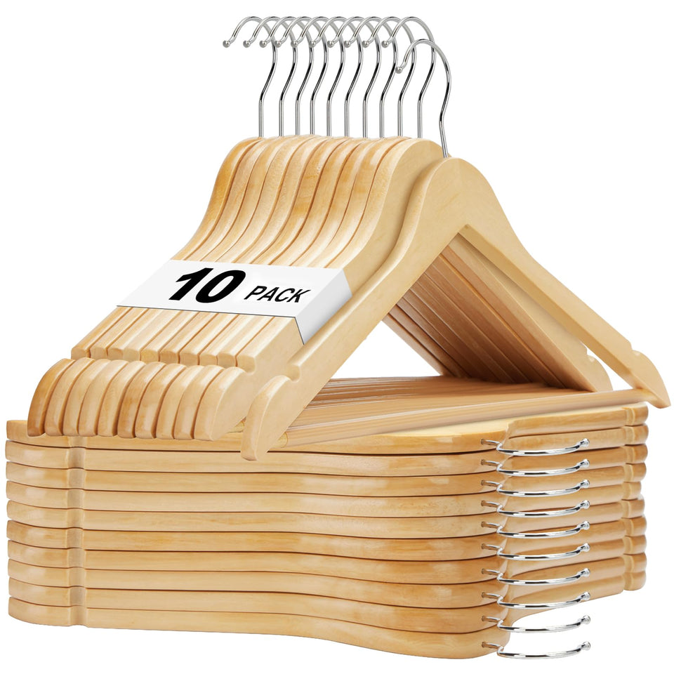 House Day wooden hanger pack front view showing sturdy natural wood construction