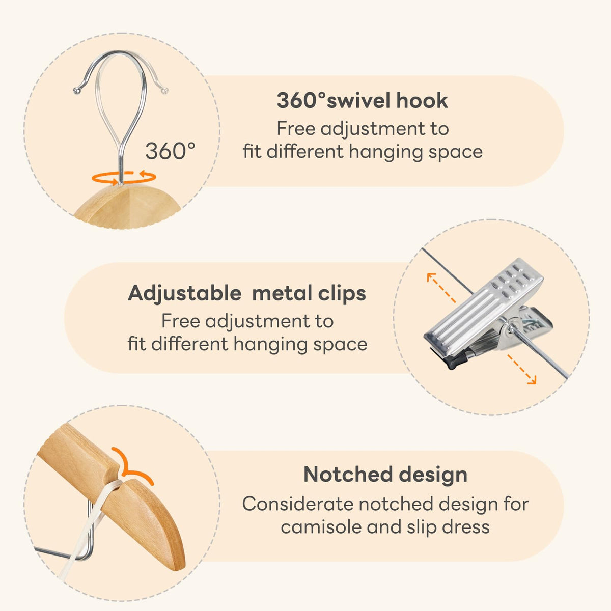 HOUSE DAY hangers include removable clips for pants and skirts
