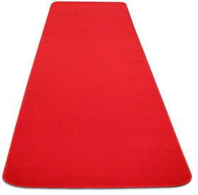 Outdoor wedding setting with the House, Home and More red carpet runner for a durable path.