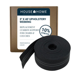 House2Home upholstery webbing 3in 40ft roll provides firm seat support for sagging cushions.