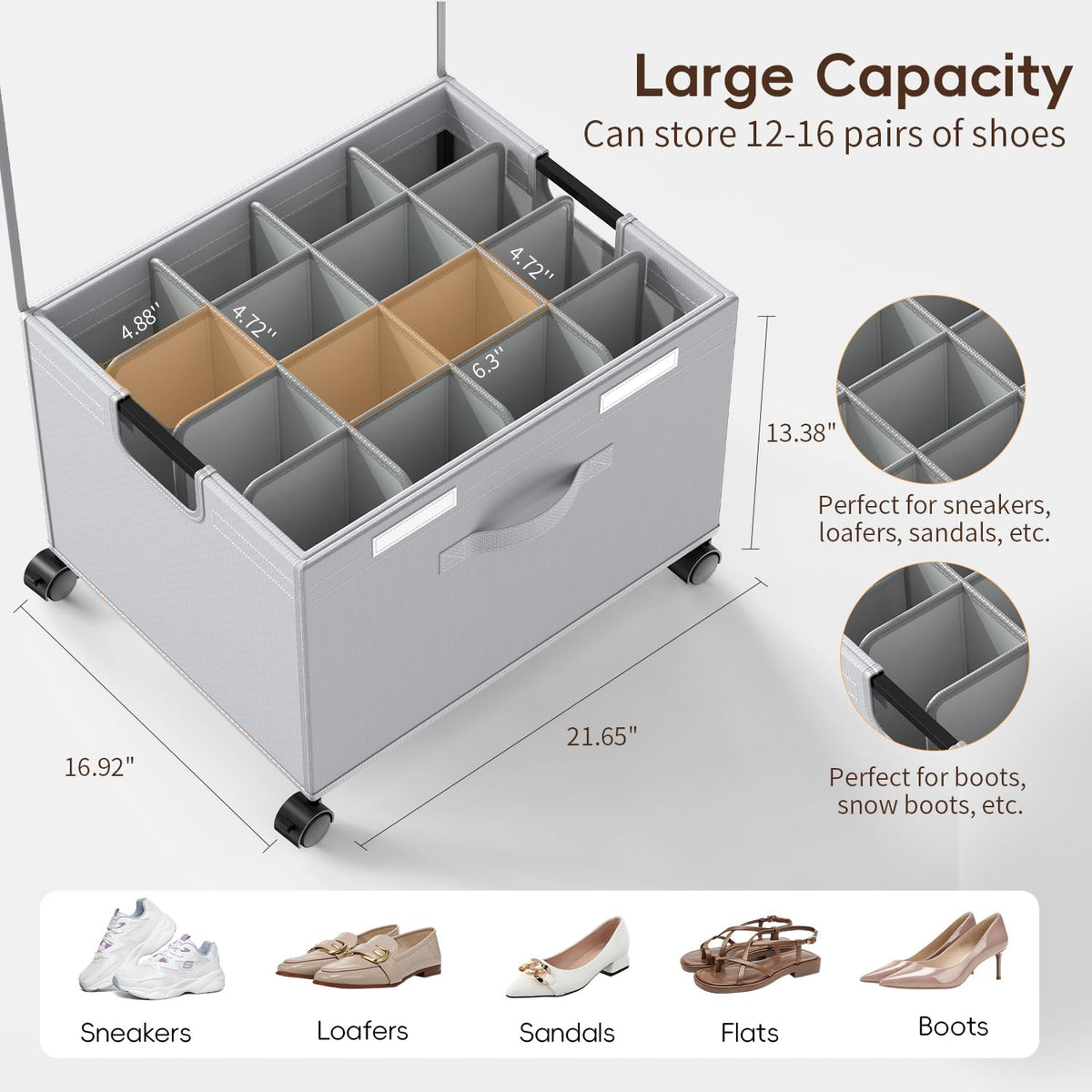 House Again adjustable dividers keep heels, sneakers, and boots neatly separated