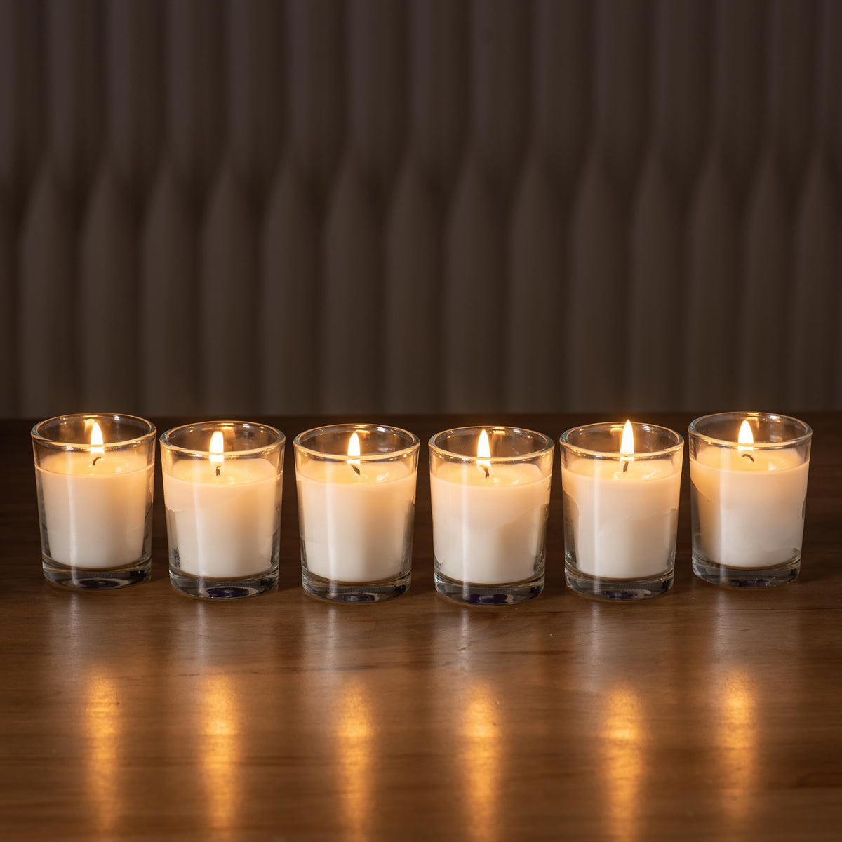 Housecret cotton-wick votives offer a steady, even burn