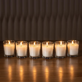 Housecret cotton-wick votives offer a steady, even burn