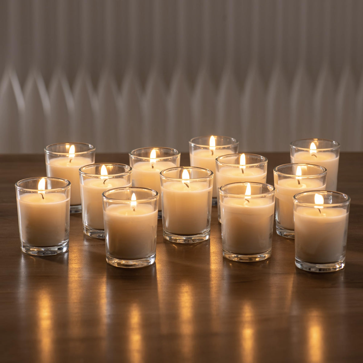 Housecret hand-poured votives deliver a clean burn with cotton wicks