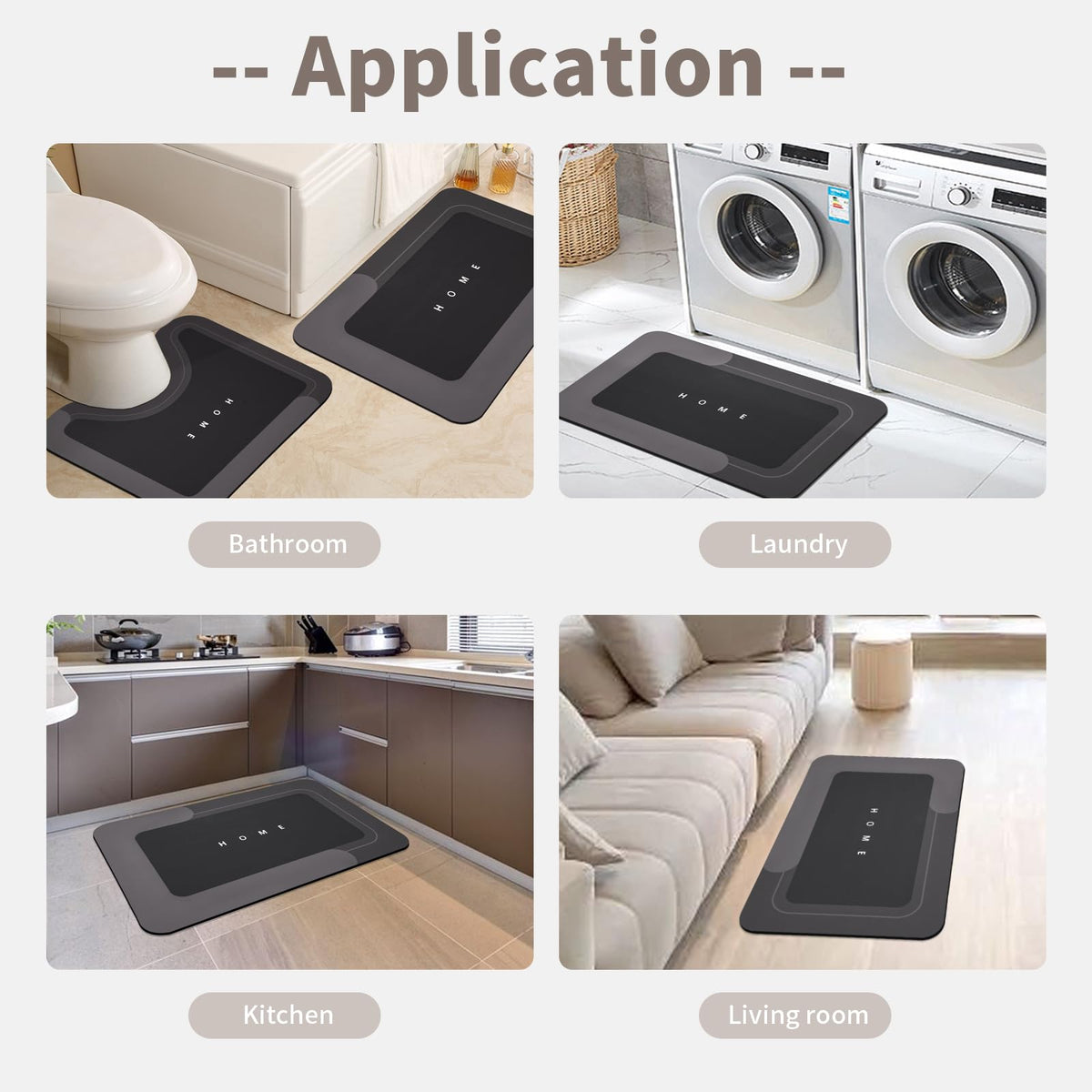 Housego black 3-piece bath mat set designed to stay in place.