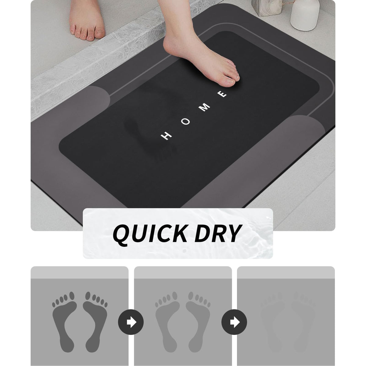 Housego soft diatomite mat comfortable to stand on and quick to dry.