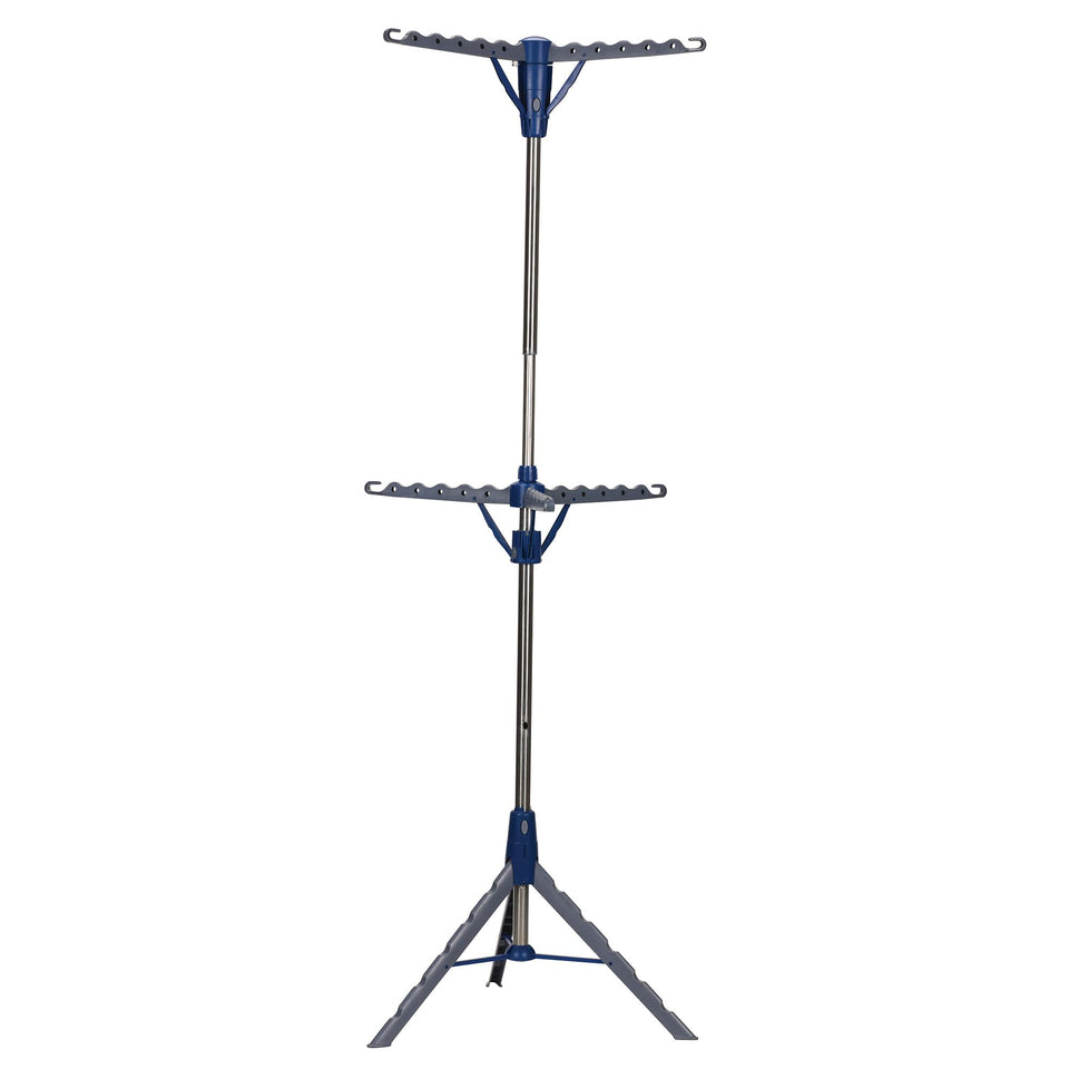Household Essentials 5012-1 portable tripod dryer with two tiers for efficient indoor drying.