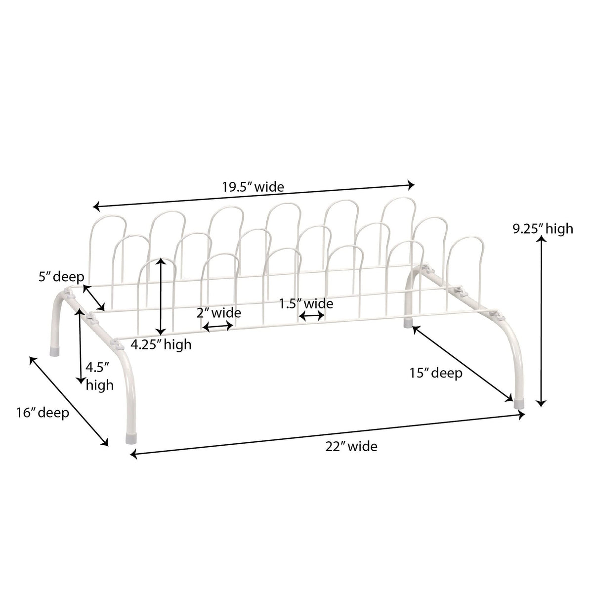Household Essentials 9-Pair Wire Shoe Rack's durable steel construction supports daily use.