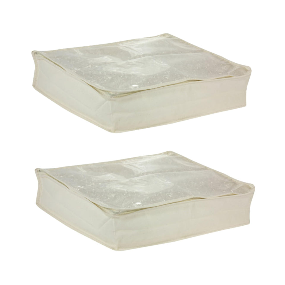 Household Essentials canvas sweater storage bag under bed with clear window for quick identification.