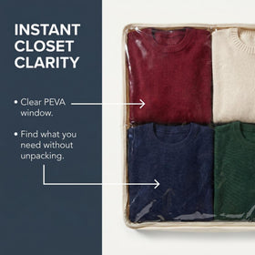 Clear view window helps locate contents without opening the bag.