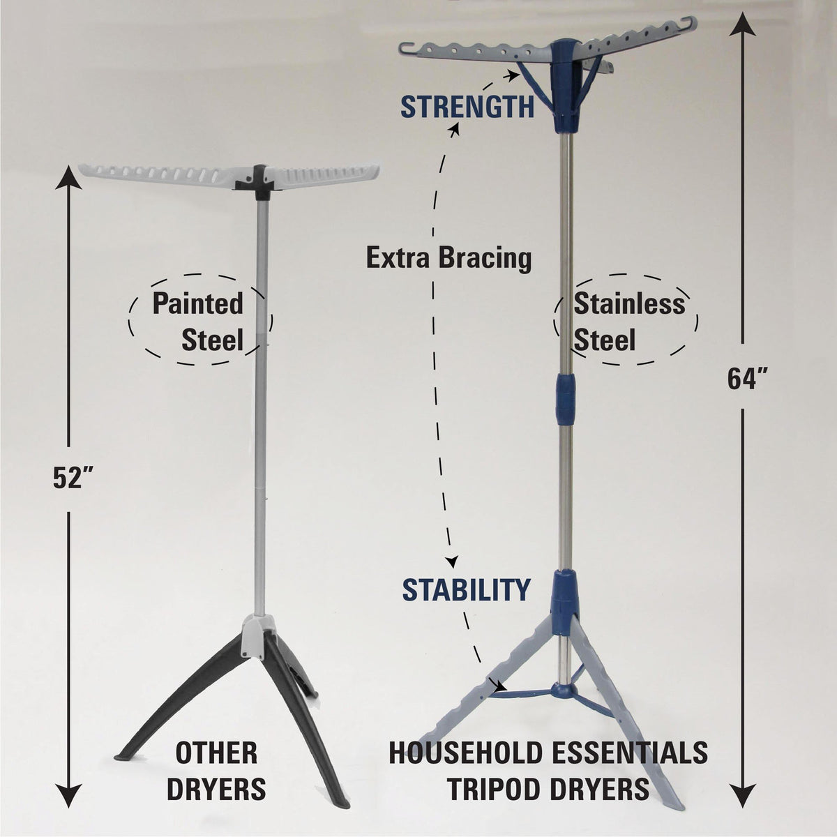Household Essentials silver and blue drying rack fits modern laundry spaces