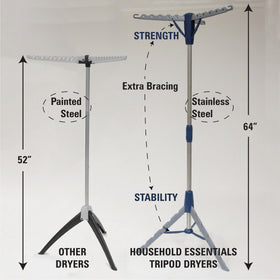 Household Essentials silver and blue drying rack fits modern laundry spaces
