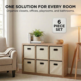 Household Essentials cream bin close-up shows fiberboard side for durable shape