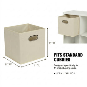 Household Essentials cream fabric bin with grommet handle for simple pulling from shelves