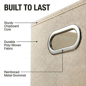 Household Essentials cream fabric bin on a shelf demonstrating quick access