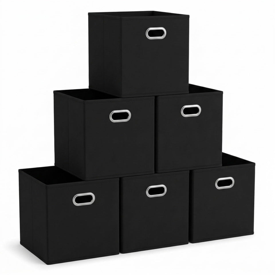 Household Essentials foldable bins full view showing six-piece set for versatile storage