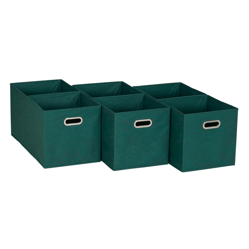 Household Essentials foldable cube in forest green, front view for toy storage.