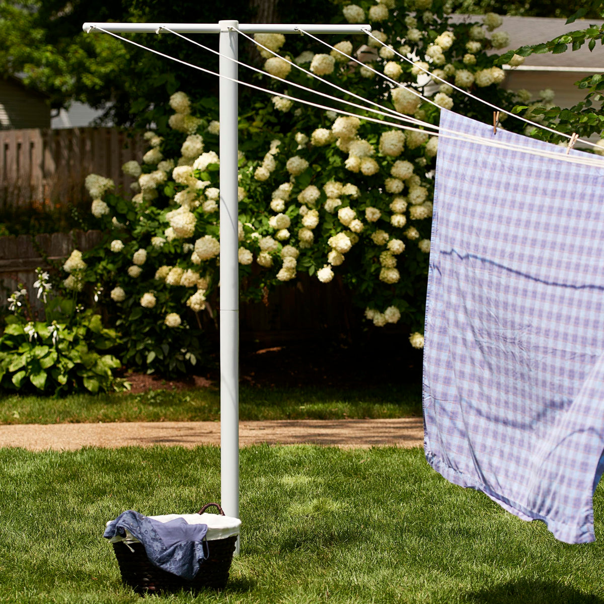 Household Essentials Mega T-post crossbar with eyelets for hanging line.