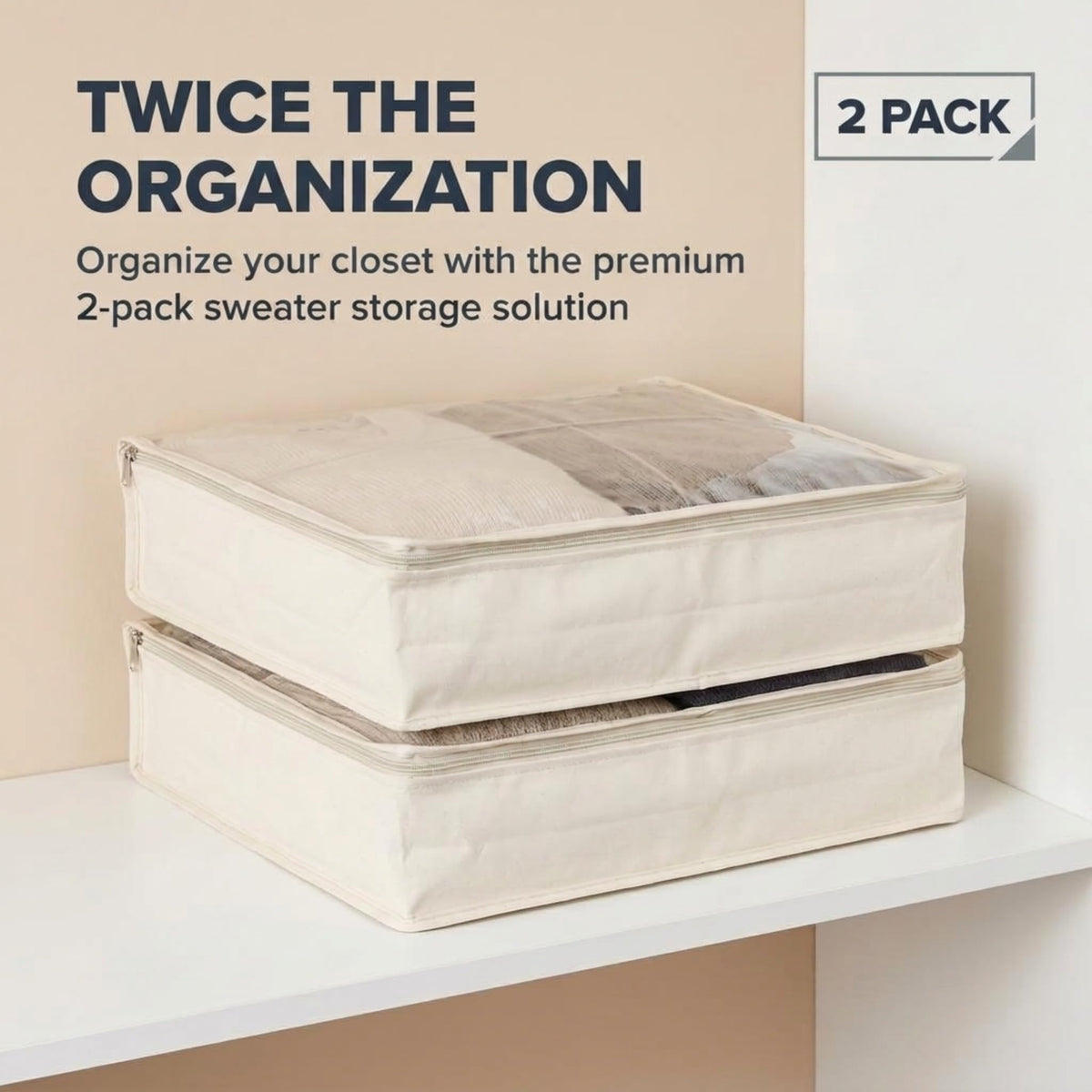 Household Essentials 2-pack sweater storage bags keep garments neatly organized.