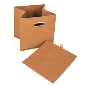 Household Essentials bin closeup highlights fabric texture and durable chipboard sides