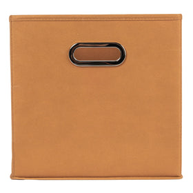 Household Essentials terracotta fabric bin compact size fits shelves and desks