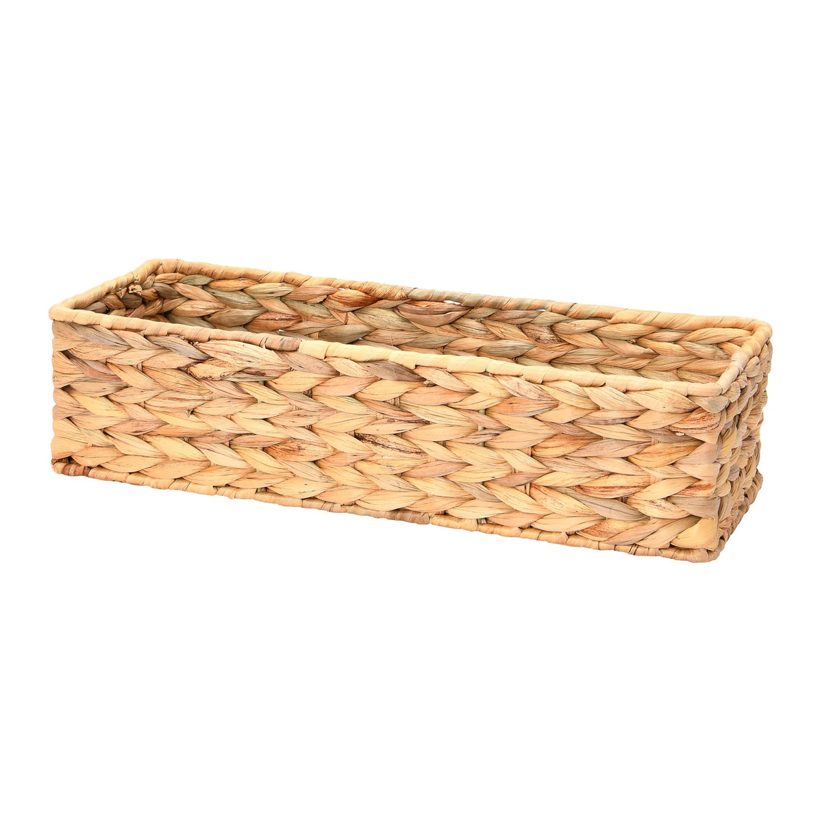 Household Essentials Water Hyacinth Rectangular Basket close-up weave adds stylish storage
