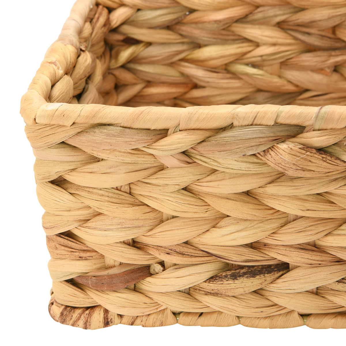 Household Essentials Water Hyacinth Rectangular Basket sturdy iron frame supports durability