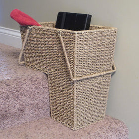 Household Essentials Wicker Stair Basket natural finish highlighting renewable materials