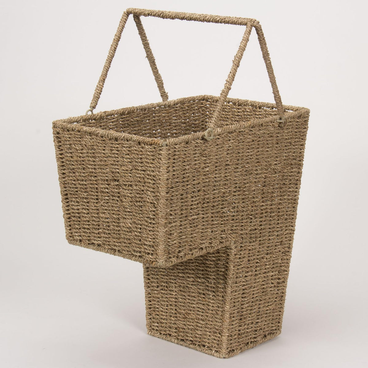 Household Essentials Wicker Stair Basket seagrass weave showing natural texture for storage