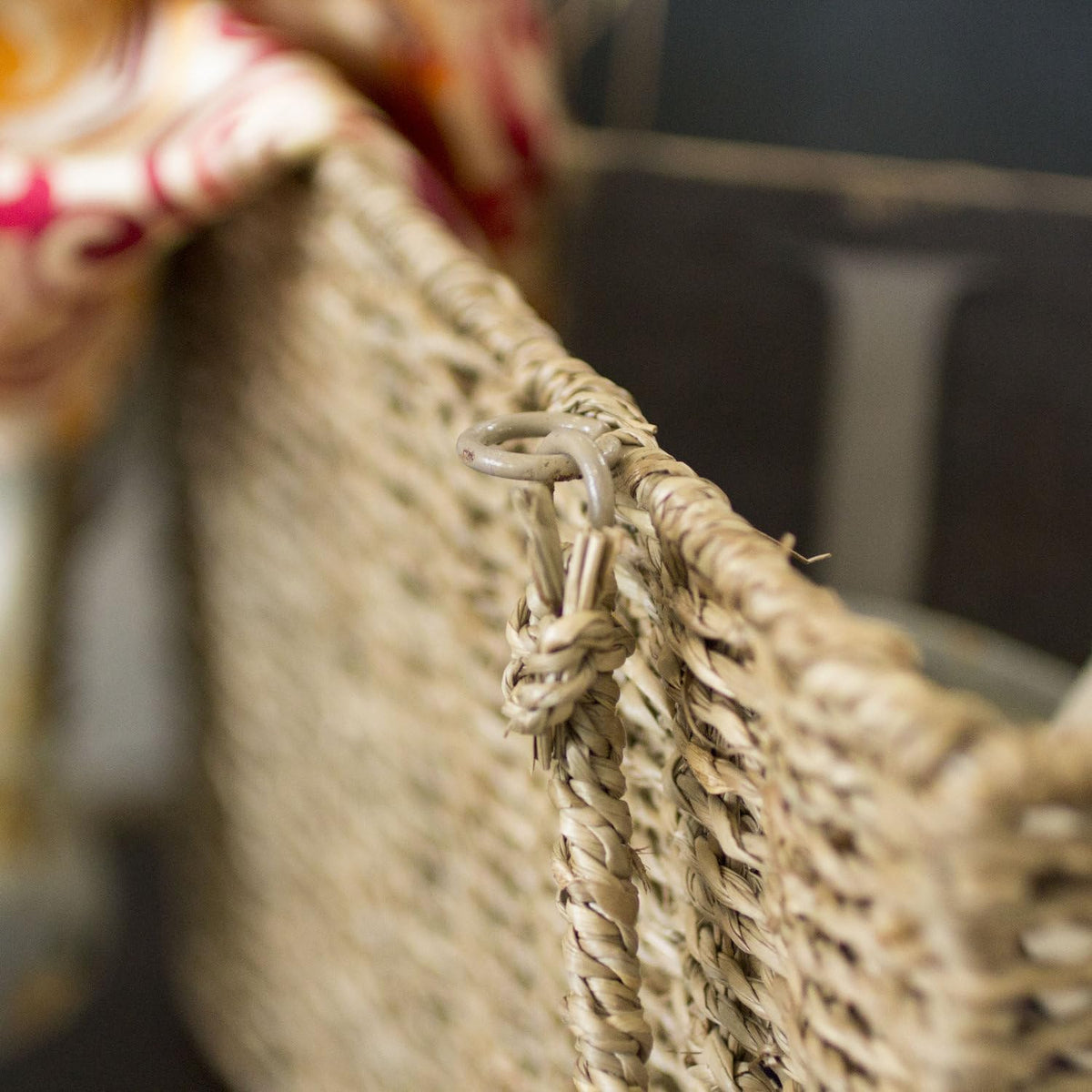 Household Essentials Wicker Stair Basket with two handles easy to carry around