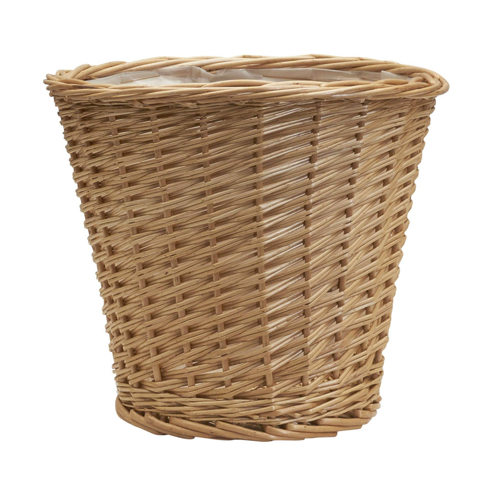 Household Essentials Willow Wicker Waste Basket, medium size, handwoven; stylish storage for bathrooms or desks.