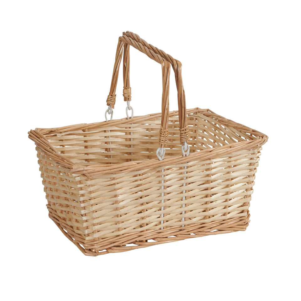 Household Essentials woven market basket front view shows natural willow weave for versatile use.