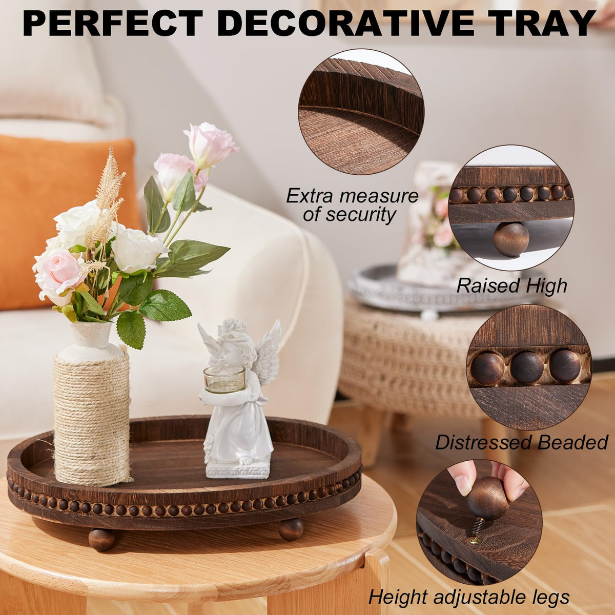 HouseJoy detachable-legs tray offers flexible styling and easy transport.